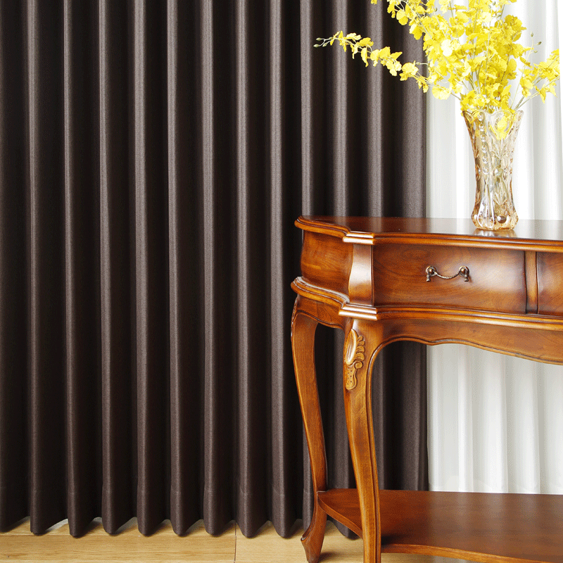 如意屋家居 简约现代 纯色格子遮光隔热环保卧室客厅窗帘成品DP398