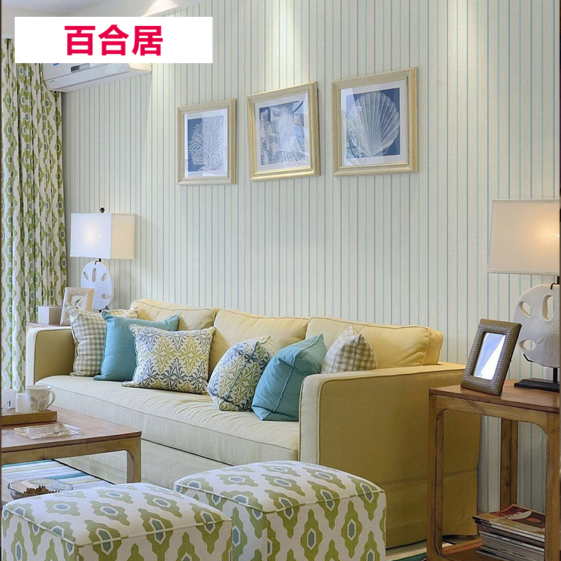 百合居家居墙布 条纹系列 现代简约 卧室客厅墙布包工包料环保安全