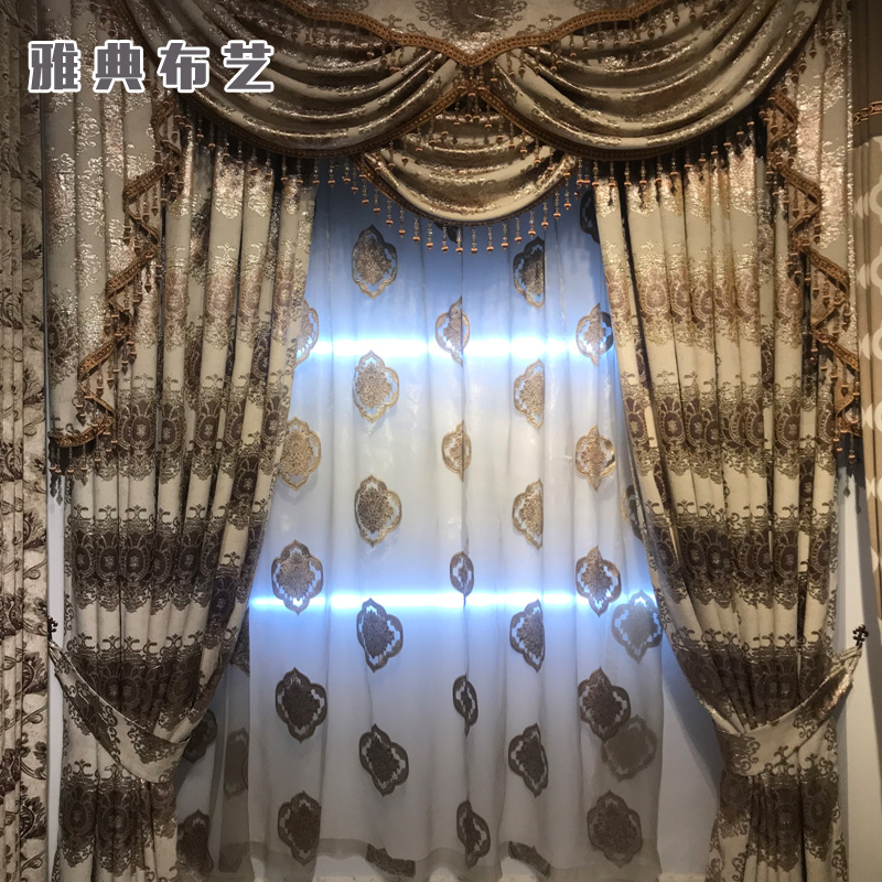 雅典布艺0151-2高精密提花布美式遮光隔音隔热卧室定制窗帘