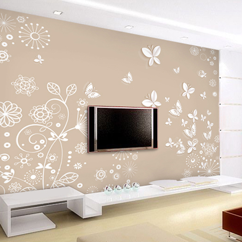 3D立体无缝墙布 客厅背景墙壁纸 简欧式电视墙纸影视墙