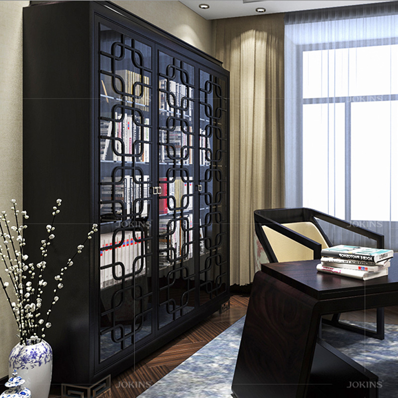 中式风格书柜 多层储物空间 书房家具 用材高档 承重性强 实木环保书柜