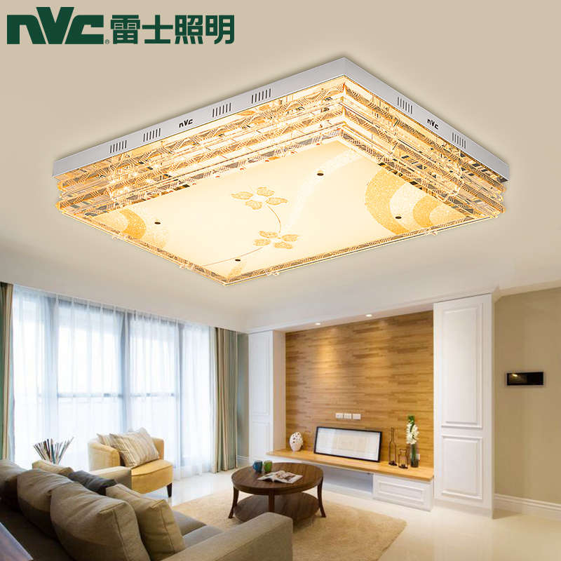 雷士照明LED吸顶灯长方形客厅卧室欧式现代简约遥控水晶灯饰