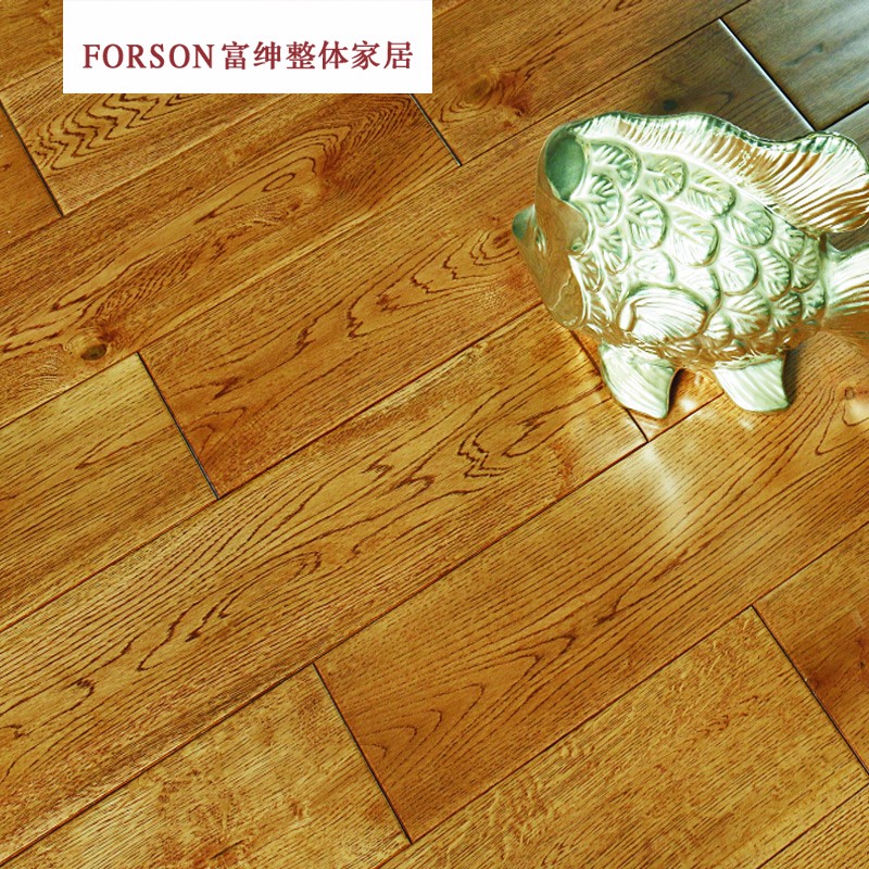 富绅地板浅色实木室内地板 防滑纯实木地板
