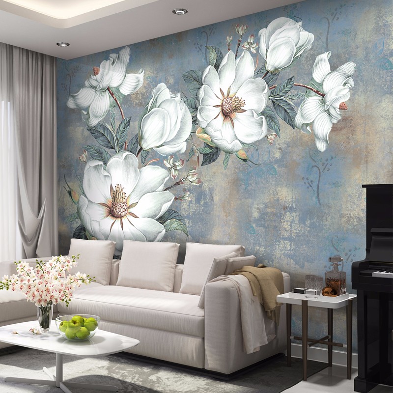 定制 美式电视背景墙壁纸造型客厅美家美户简约现代大气小户型卧室墙纸