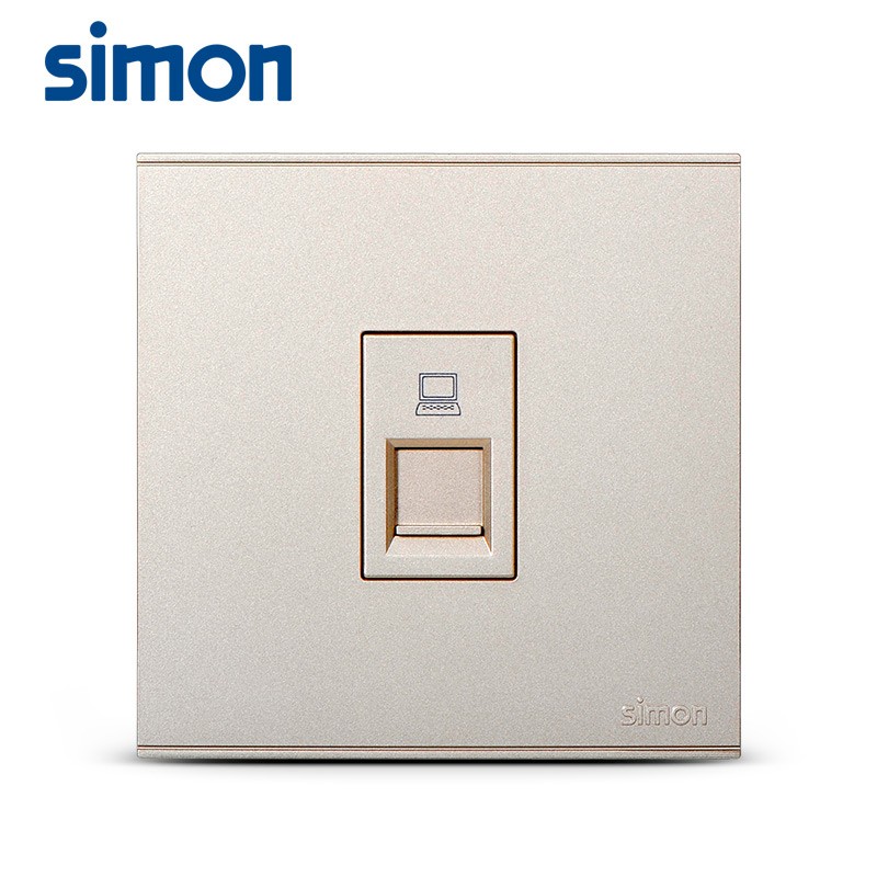 西蒙插座一位六类电脑插座面板 86型网线网络接口插孔插座E6金色