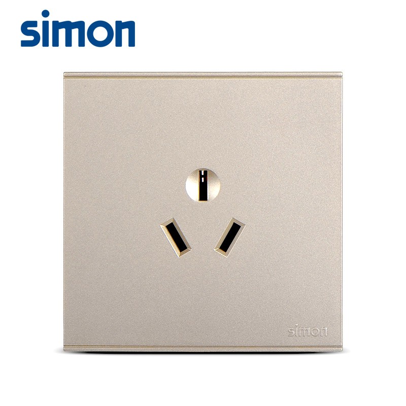 西蒙16A大功率热水器空调插座三孔插墙壁电源开关插座面板E6金色