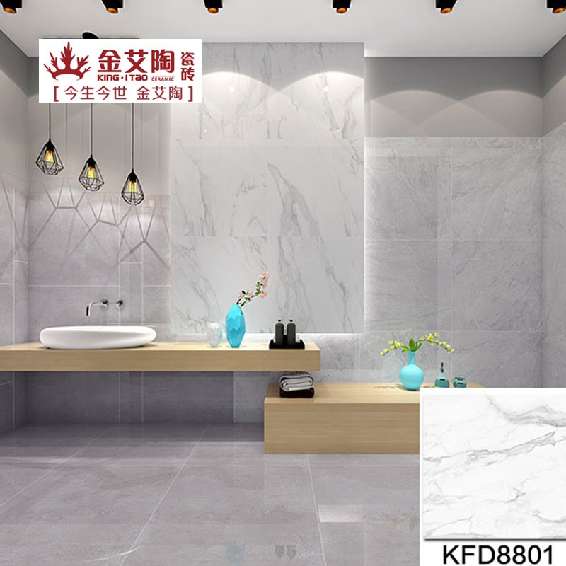 金艾陶-现代仿古砖15°缎光釉 卡拉卡白KFD8801