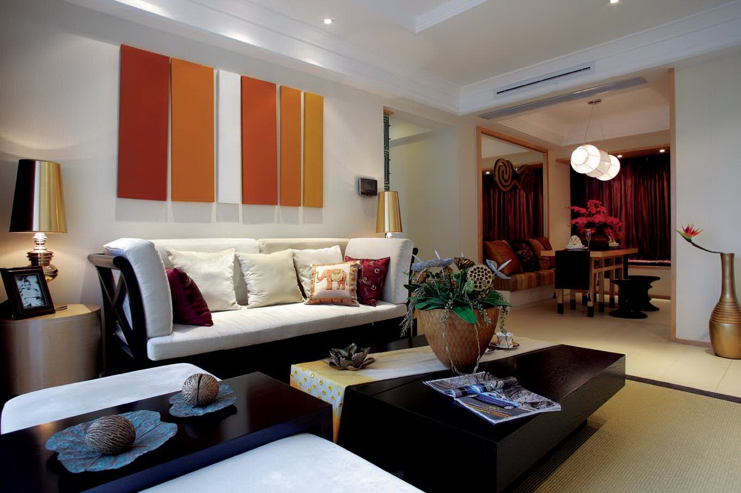 东南亚低调奢华三居室大平层装修套图