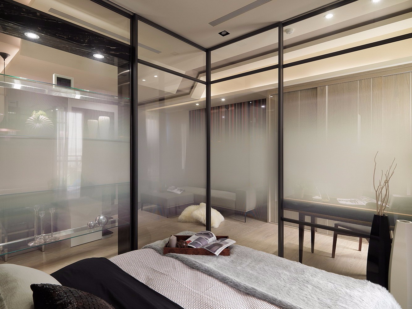 台式港式风格现代简约小户型卧室效果图