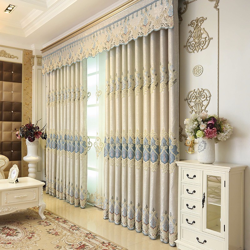 麦田印象 定制窗帘欧式遮光客厅卧室成品提花绣花布成品落地窗纱