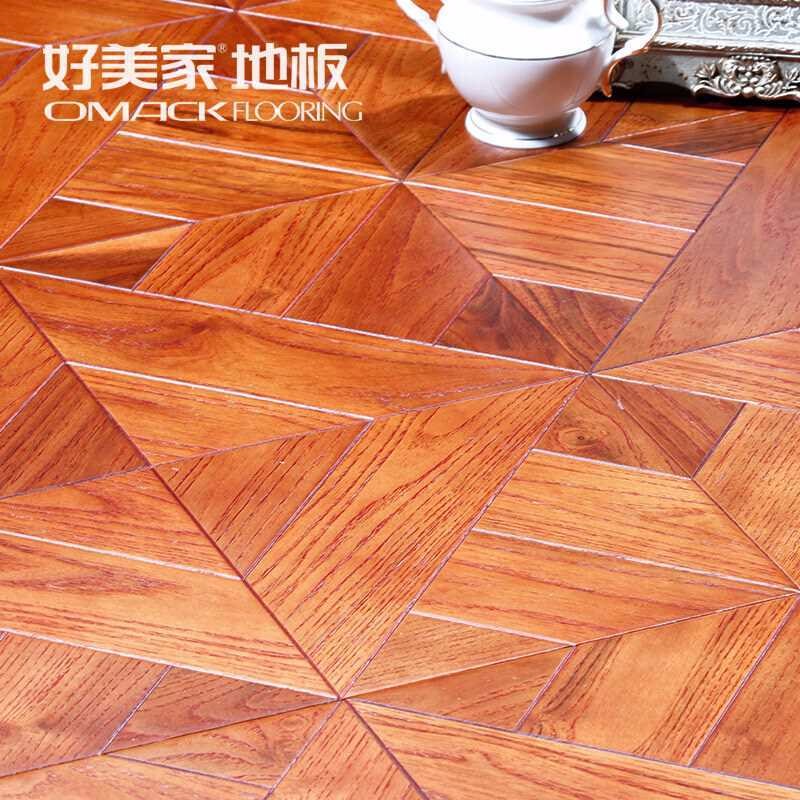 好美家地板 实木多层拼花地板环保家用15mm自由拼2mm表皮厚度耐磨