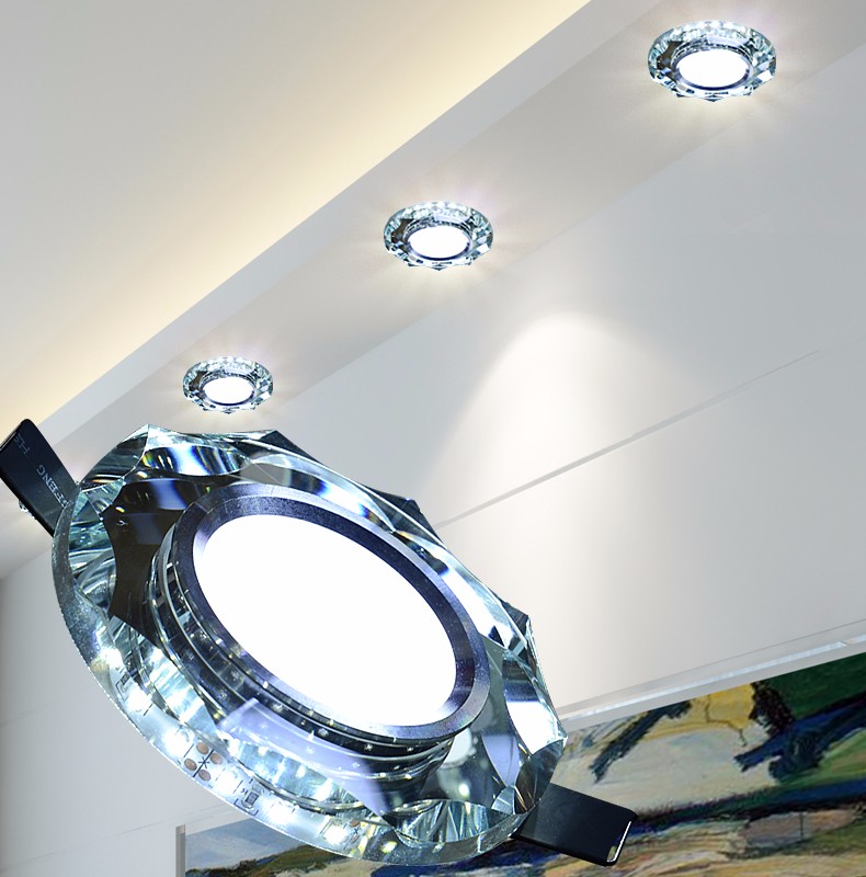 水晶筒灯 3w背景射灯2.5寸嵌入式客厅7.5开孔6公分吊顶 led天花灯