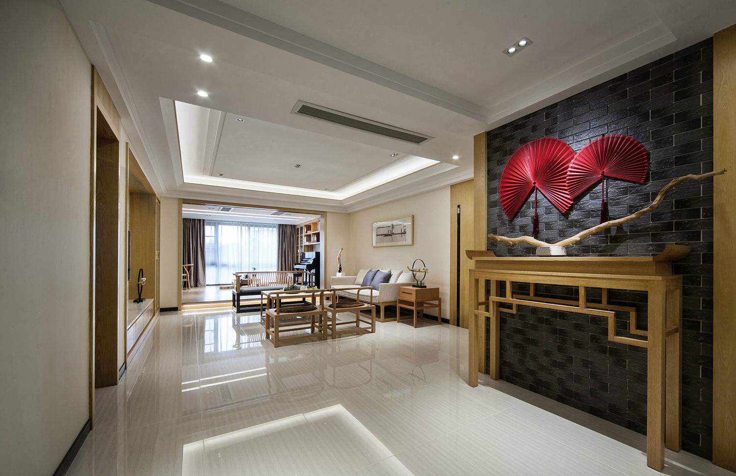 客厅-奢华大气的新中式装修效果图。提取中国风融合现代设计理念