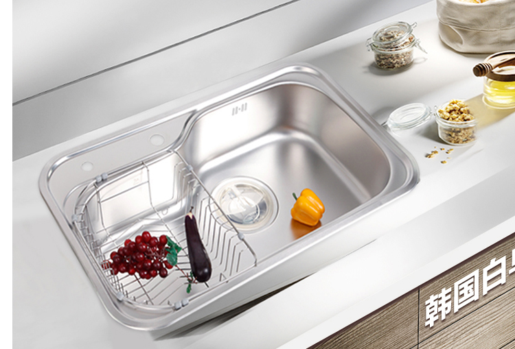 韩国白鸟(baekjo)baekjo水槽 304不锈钢套餐 大单槽 厨房 840x510 洗